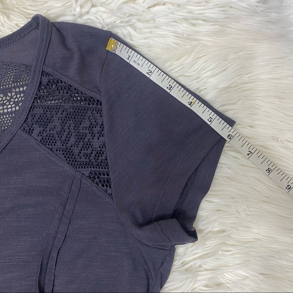 Marika | Lace Ruffle Detail Short Sleeve Activewear Tee Purple Gray Heather - Picture 13 of 14